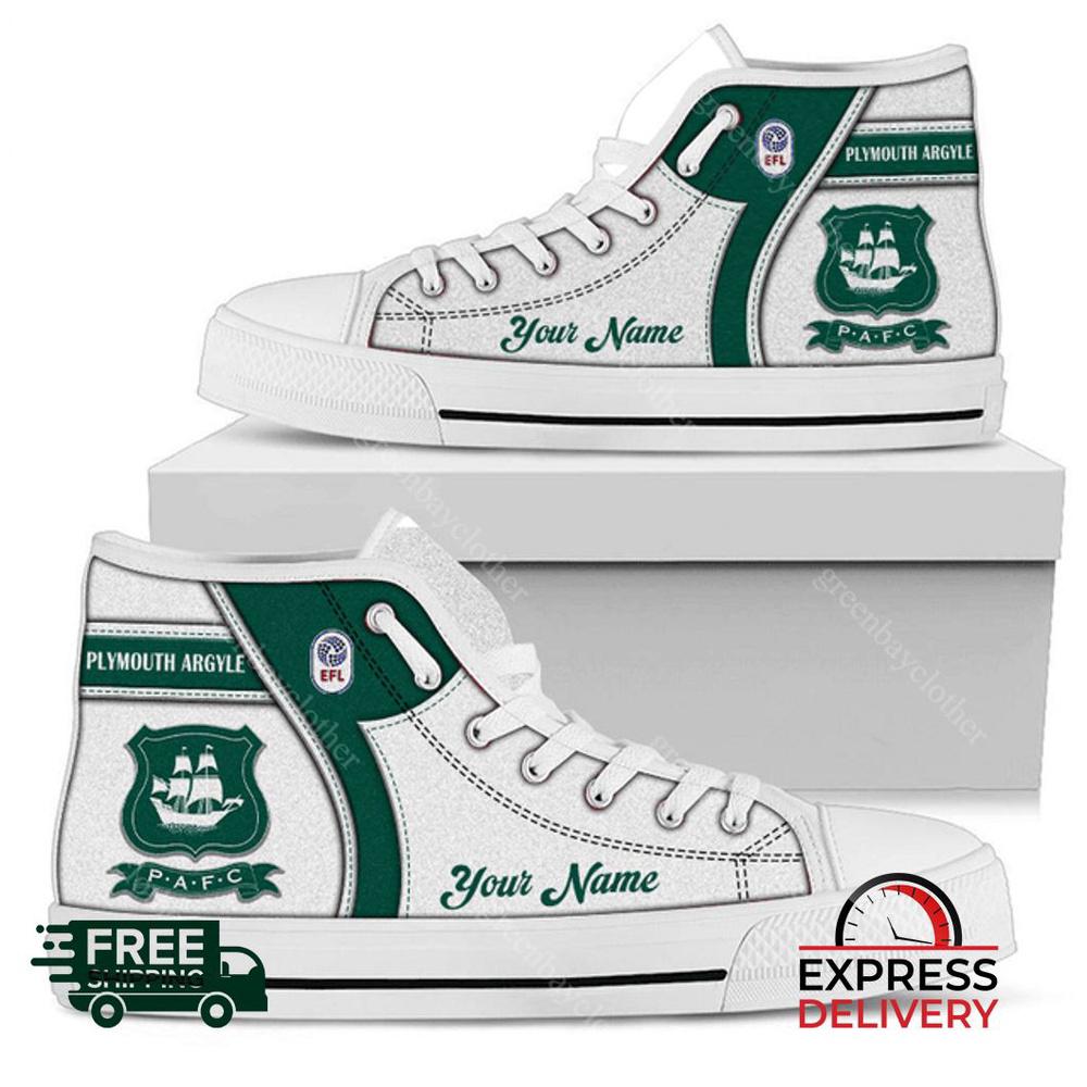 Plymouth Argyle Personalzied High Top Canvas Shoes Plymouth Argyle Personalzied High Top Canvas Shoes