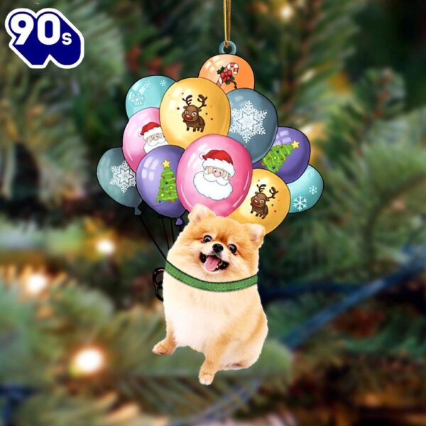Pomeranian With Balloons Christmas Ornament, Gift For Christmas