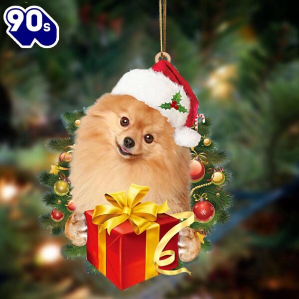 Pomeranian-Dogs Give Gifts Hanging Ornament, Gift For Christmas