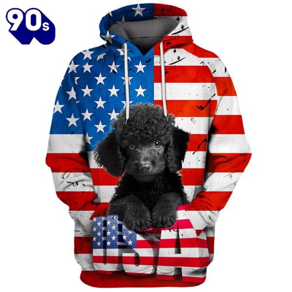 Poodle Dog 1 3D Face Graphic Premium America Flag Hoodie   Gift Christmas