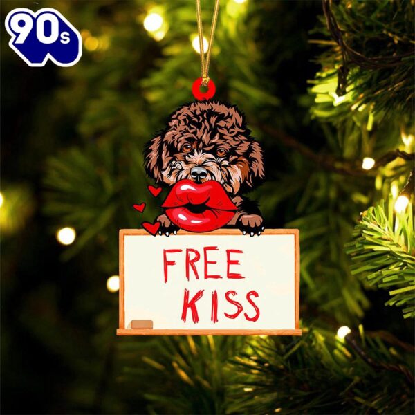 Poodle Free Kiss Christmas Ornament, Gift For Christmas