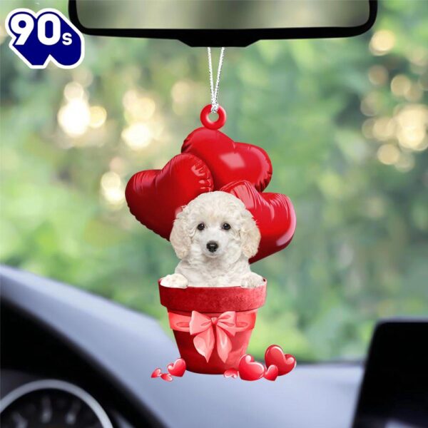 Poodle Red Heart Balloon Ornament, Gift For Christmas
