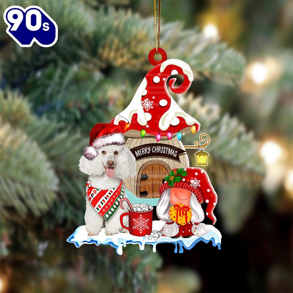 Poodle-2 With Mushroom House Christmas Ornament, Gift For Christmas Poodle-2 With Mushroom House Christmas Ornament, Gift For Christmas