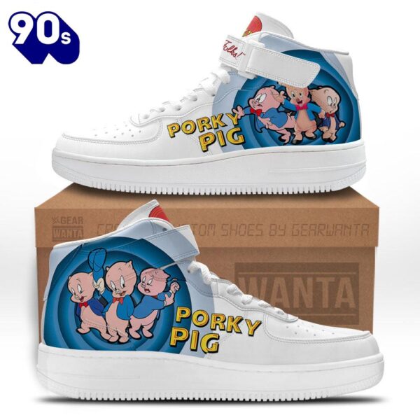 Porky Pig High Top Air Force Shoes Custom Looney Tunes Sneakers