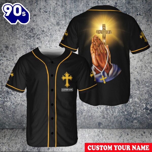 Pray Christ Who Strengthens Me Cross Custom Baseball Jersey   Gift Christmas