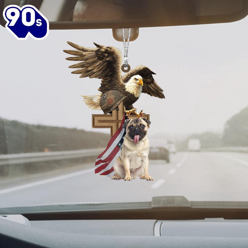 Pug And Eagle American Flag Ornament, Gift For Christmas Pug And Eagle American Flag Ornament, Gift For Christmas