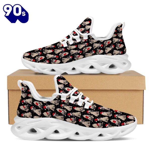 Pug Christmas Santa Print Pattern White Max Soul Shoes