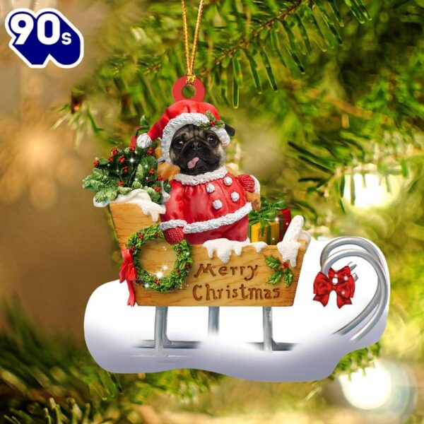 Pug Merry Christmas Ornament, Gift For Christmas