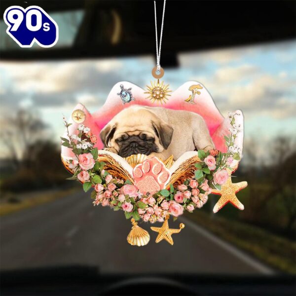 Pug Sleeping In The Seashell Ornament, Gift For Christmas