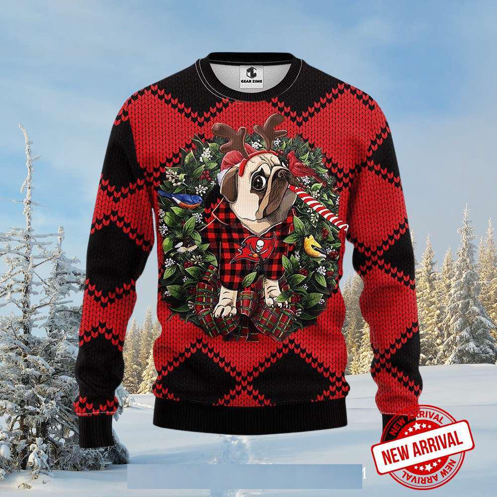 Pug With Reindeer Antlers Ugly Christmas Sweater Pug With Reindeer Antlers Ugly Christmas Sweater