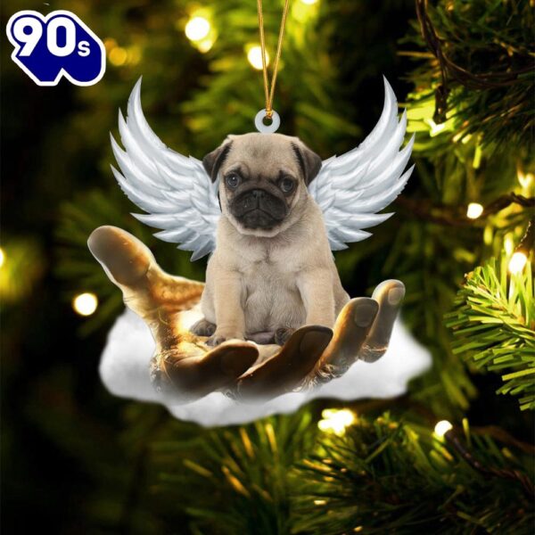 Pug(2) On The Hands Of Jesus Ornament, Gift For Christmas