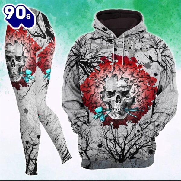 Punk Skull Gothic Artwork Combo Hoodie And Leggings