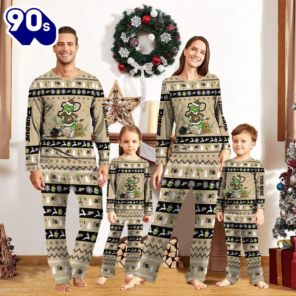 Purdue Boilermakers NCAA Custom Name Grinch Christmas And Sport Team Pajama Set Gift Christmas Purdue Boilermakers NCAA Custom Name Grinch Christmas And Sport Team Pajama Set Gift Christmas