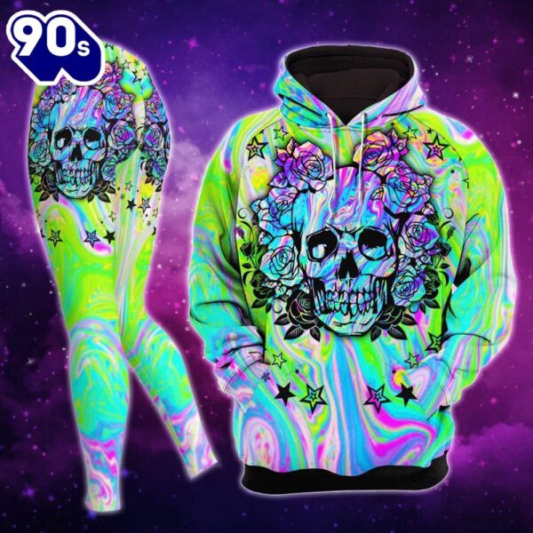 Rainbow Gothic Skull Combo Hoodie And Leggings