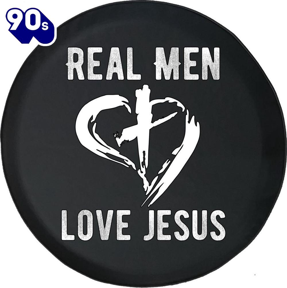 Real Men Love Jesus Faith Spare Tire Cover - Christian Tire Cover Car Decor Real Men Love Jesus Faith Spare Tire Cover - Christian Tire Cover Car Decor