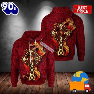 Red Dragon Irish St Patricks Day 3D Realistic Hoodie 2025
