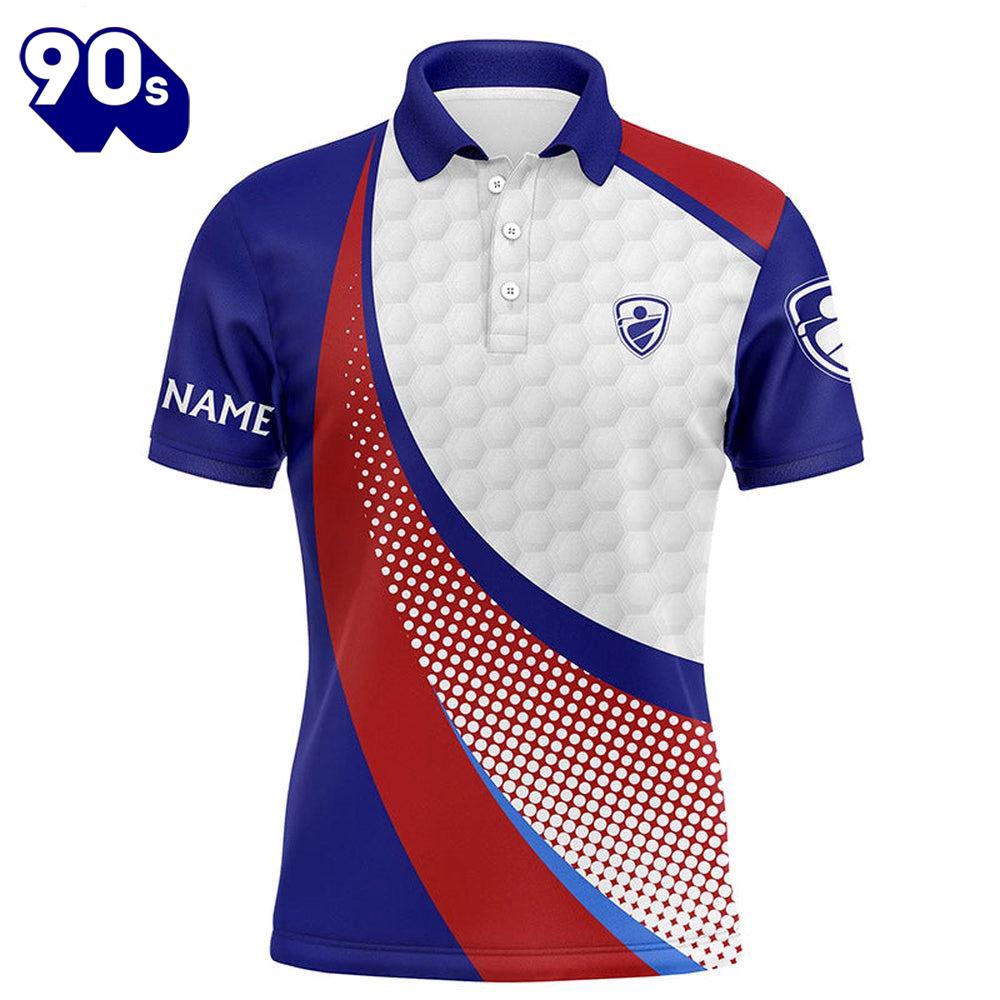 Red White And Blue Mens Golf Polo Shirts Custom Mens Gift Christmas Red White And Blue Mens Golf Polo Shirts Custom Mens Gift Christmas
