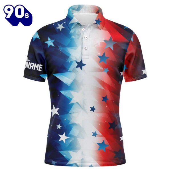 Red, White And Blue Stars Pattern Mens Golf Polo Shirts Custom Mens Golf Attire, Best Golf Gifts  Gift Christmas