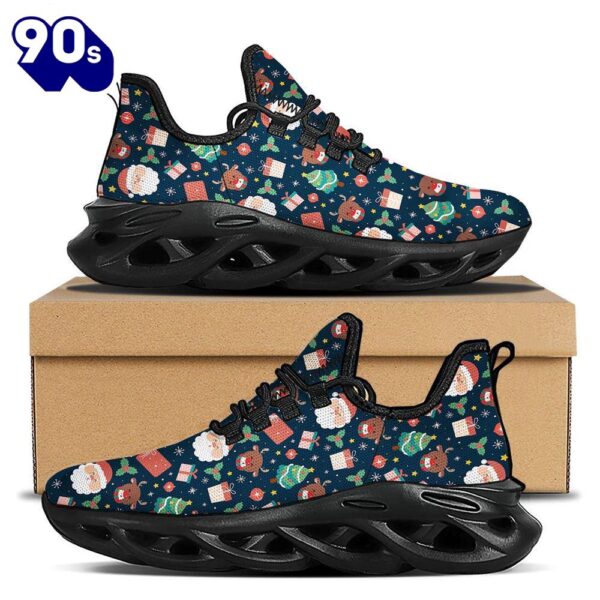 Reindeer Christmas Santa Print Pattern Black Max Soul Shoes
