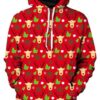 Reindeer Turn Up Red Christmas Hoodie All Over Print  , Pet Christmas 3d Shirt