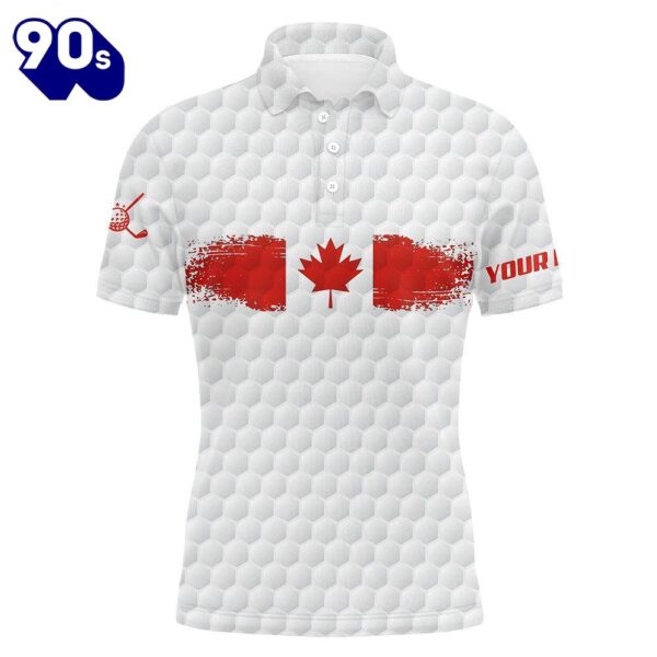 Retro Canadian Flag Mens Golf Polo Shirts Custom White Golf Pattern Patriotic    Gift Christmas