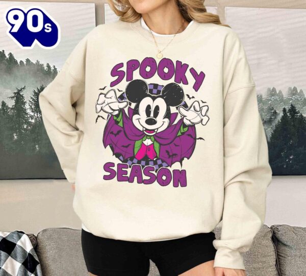 Retro Mickey Dracula Halloween Shirt Spooky Season Disney Trip Tee Not So Scary Halloween Gift