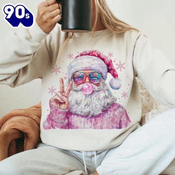 Retro Santa Christmas Blowing Bubble, Vintage Merry Christmas Shirt