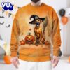 Rhodesian Ridgeback Dog In Spooky Autumn Halloween 3D Shirt  For Man And Women