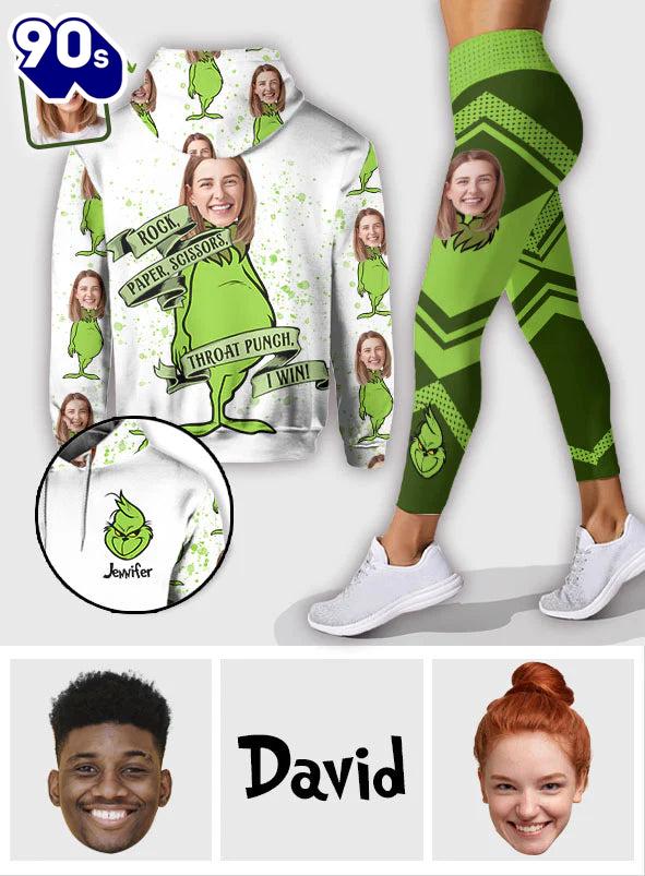 Rock Paper Scissors - Personalized Grinch Christmas Hoodie and Leggings Rock Paper Scissors - Personalized Grinch Christmas Hoodie and Leggings