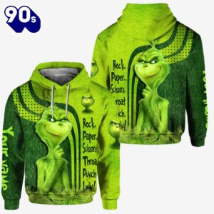Rock Paper Scissors Throat Punch I Win - Personalized Grinch Hoodie and Leggings