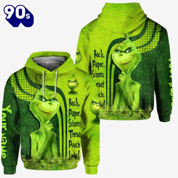 Rock Paper Scissors Throat Punch I Win – Personalized Grinch Hoodie and Leggings