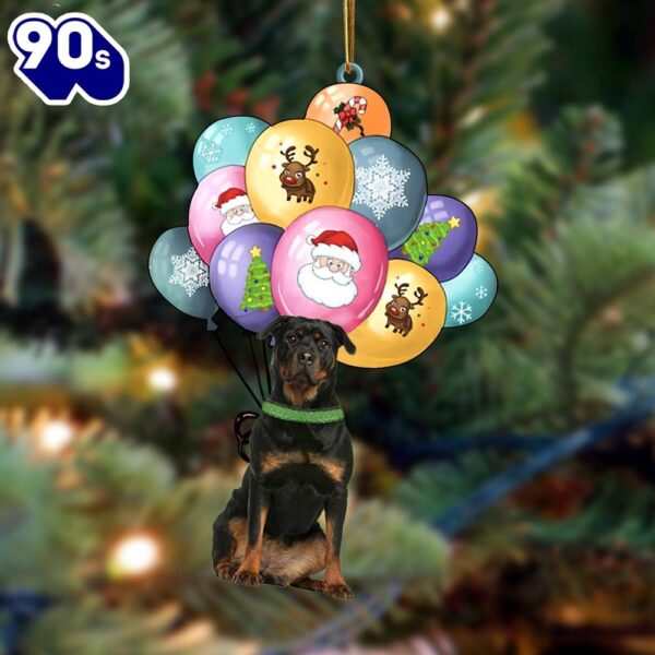 Rottweiler 2 With Balloons Christmas Ornament, Gift For Christmas