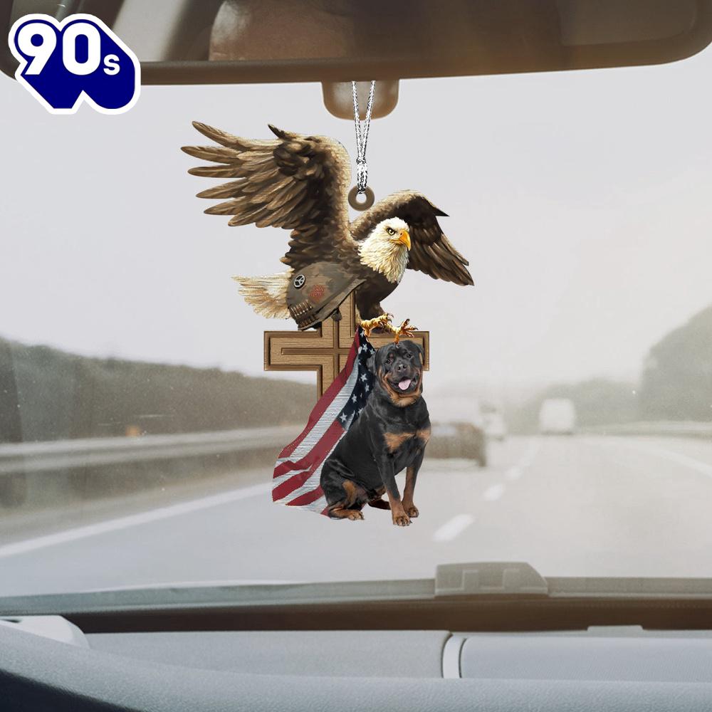Rottweiler And Eagle American Flag Ornament, Gift For Christmas Rottweiler And Eagle American Flag Ornament, Gift For Christmas