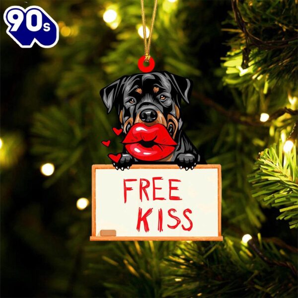 Rottweiler Free Kiss Christmas Ornament, Gift For Christmas