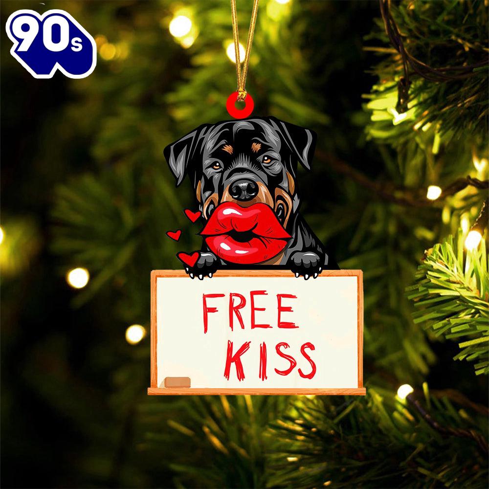 Rottweiler Free Kiss Christmas Ornament, Gift For Christmas Rottweiler Free Kiss Christmas Ornament, Gift For Christmas