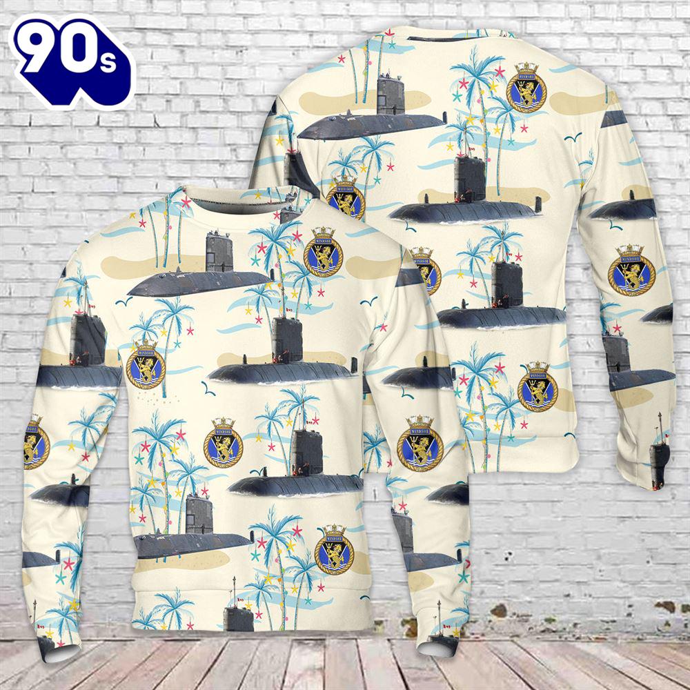 Royal Canadian Navy HMCS Windsor SSK 877 Submarine Christmas Sweater Royal Canadian Navy HMCS Windsor SSK 877 Submarine Christmas Sweater