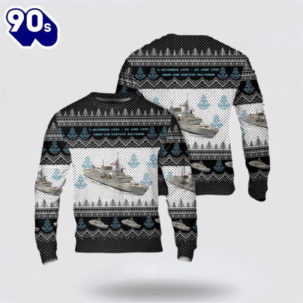 Royal Canadian Navy HMCS Winnipeg FFH 338 Christmas AOP Sweater