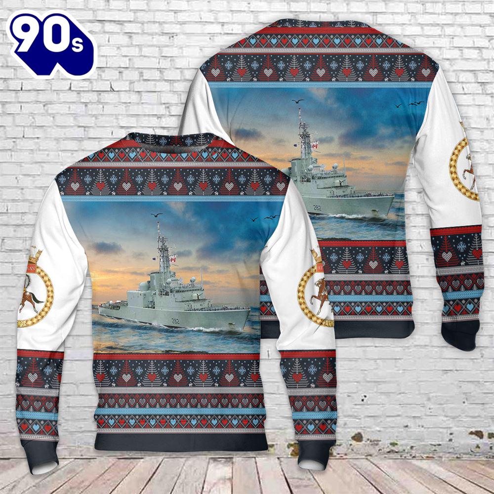 Royal Canadian Navy RCN HMCS Athabaskan DDG 282 Iroquois-class Guided Missile Destroyer Christmas Sweater Royal Canadian Navy RCN HMCS Athabaskan DDG 282 Iroquois-class Guided Missile Destroyer Christmas Sweater