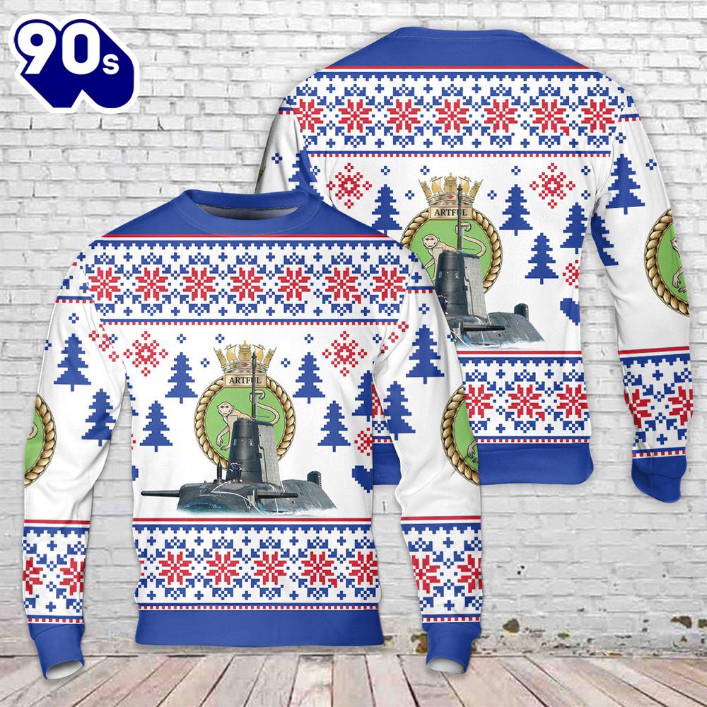 Royal Navy HMS Artful (S121) Astute-class nuclear-powered fleet submarine Christmas Sweater Royal Navy HMS Artful (S121) Astute-class nuclear-powered fleet submarine Christmas Sweater