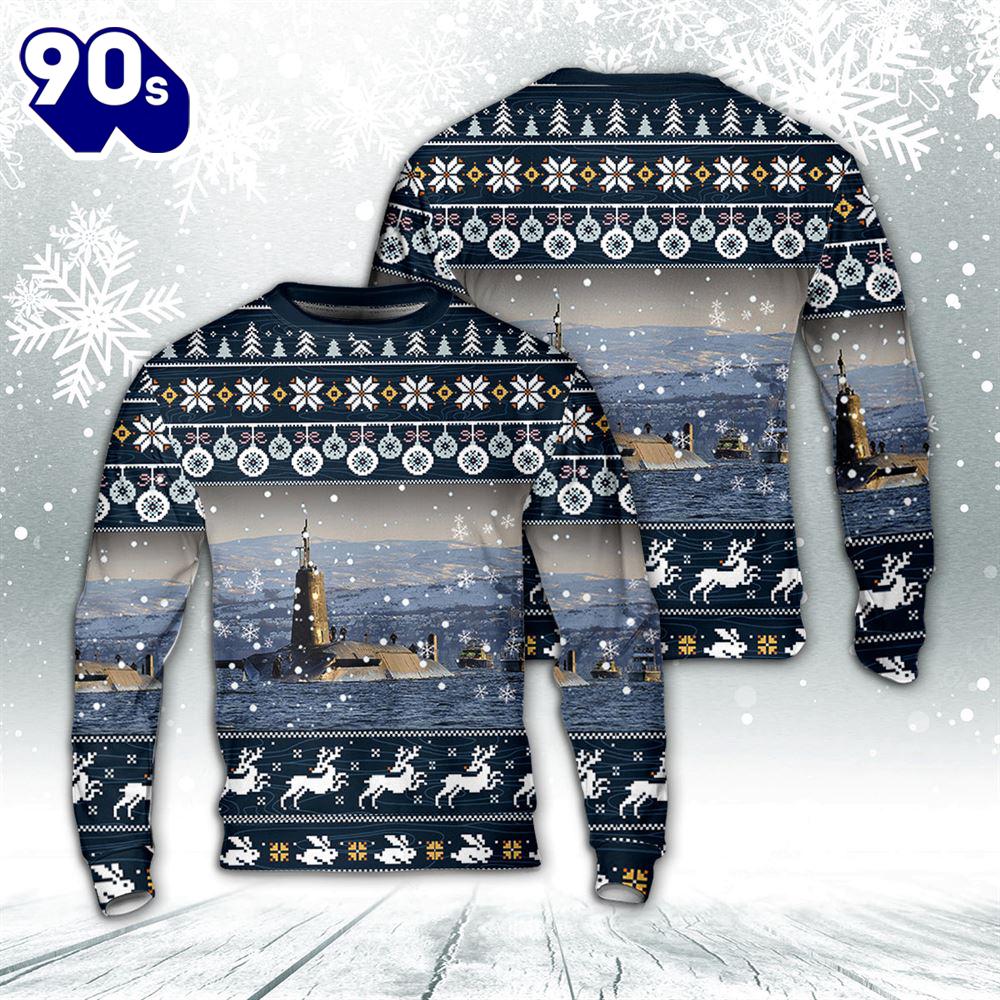 Royal Navy Vanguard-class submarine HMS Vanguard Christmas AOP Sweater Royal Navy Vanguard-class submarine HMS Vanguard Christmas AOP Sweater