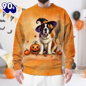 Saint Bernard Dog In Spooky…