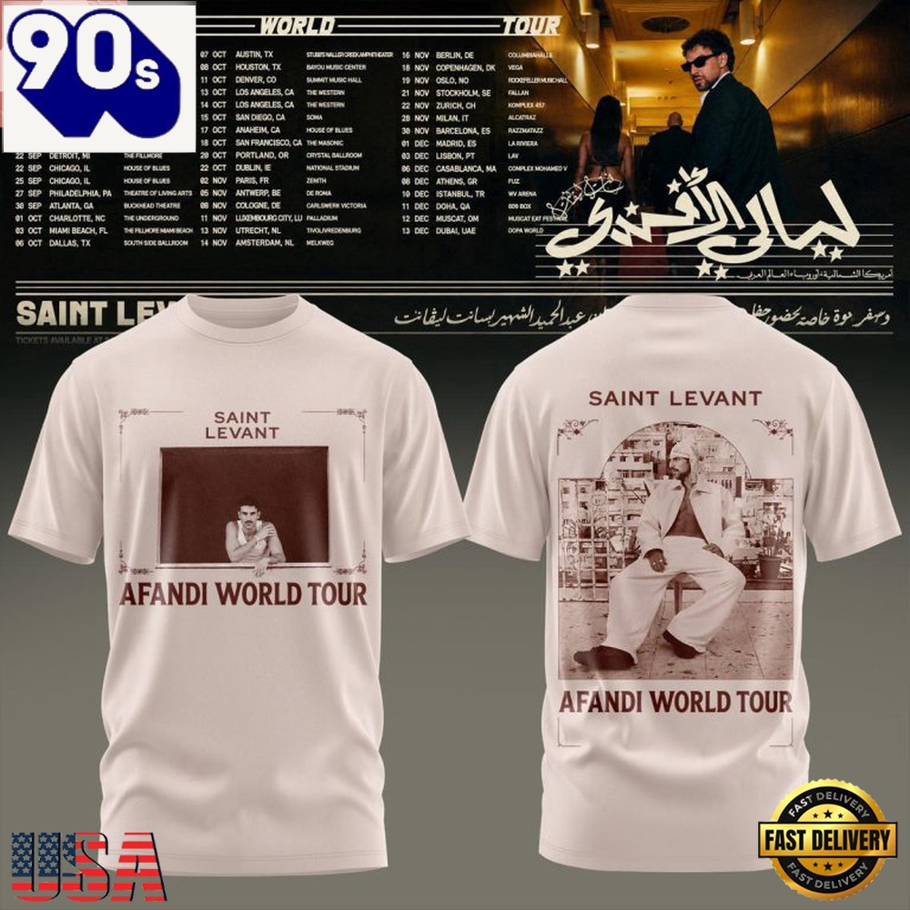 Saint Levant Live Afandi World Tour 2026 T Shirt Saint Levant Live Afandi World Tour 2026 T Shirt