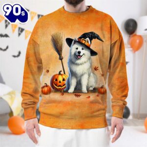 Samoyed Dog In Spooky Autumn…
