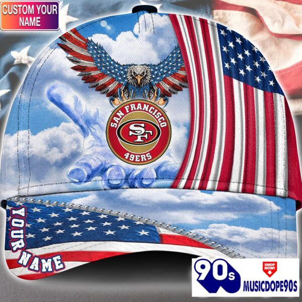 _San Francisco 49ers Cap Pride US 4th Of July Cap Veterans Cap Custom Name