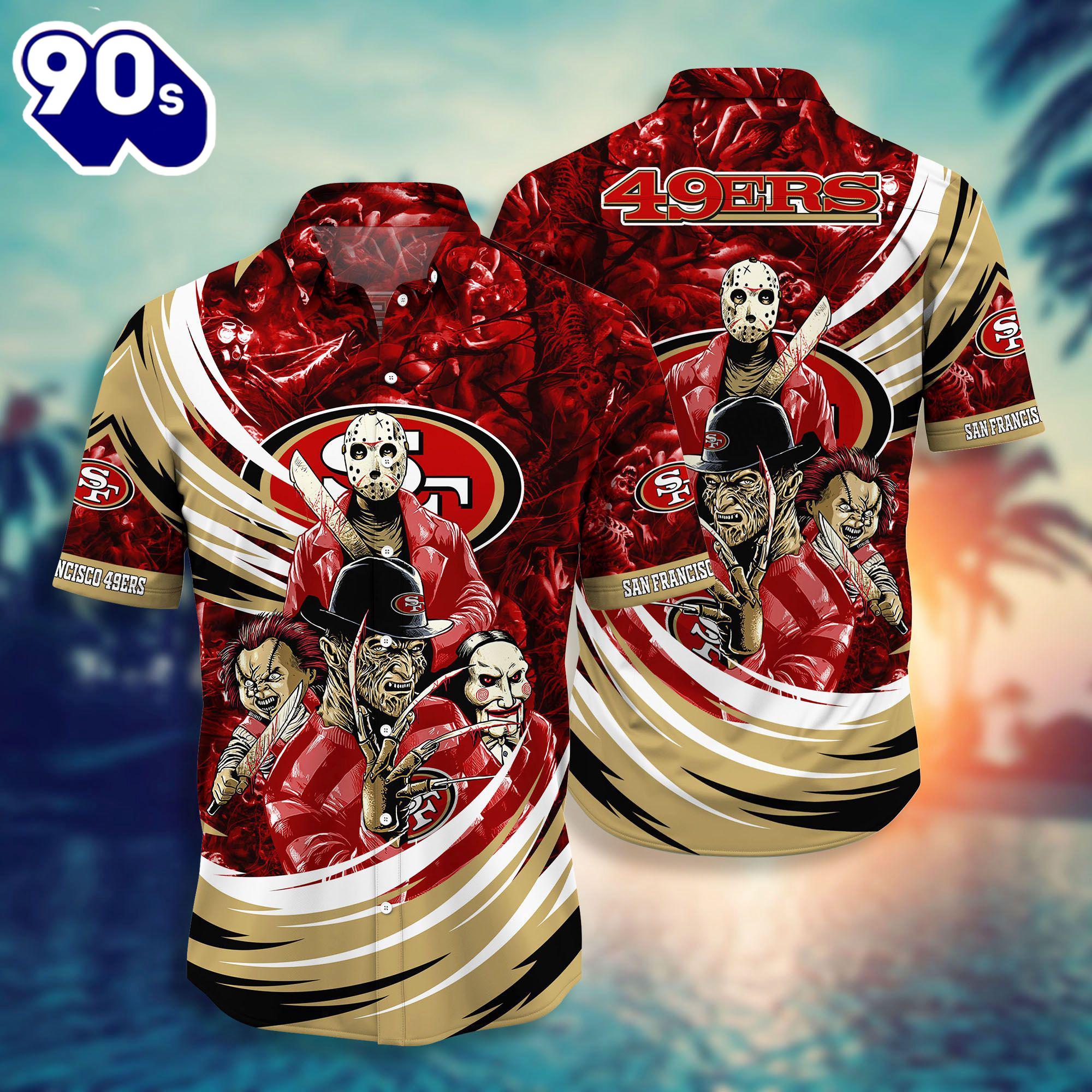 San Francisco 49ers NFL Halloween Horror Movies Hawaiian Shirts San Francisco 49ers NFL Halloween Horror Movies Hawaiian Shirts