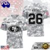 San Francisco 49ers NFL Salute to Service Custom Name & Number Camo 3D Shirt, NFL Trending Shirt