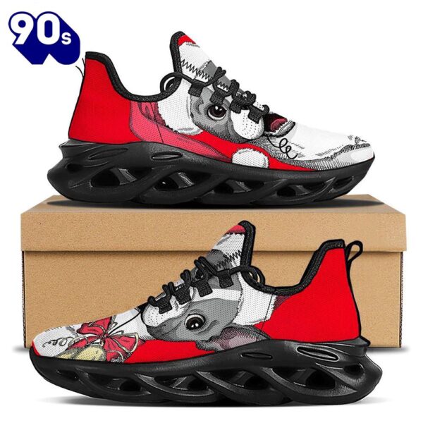 Santa Christmas French Bulldog Print Black Max Soul Shoes