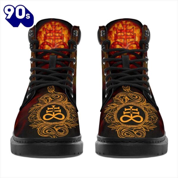 Satanic Brimstone Leather Boots Shoes Gift Idea