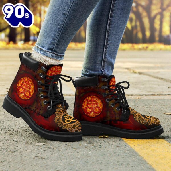 Satanic Brimstone Leather Boots Shoes Gift Idea