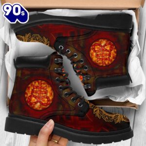 Satanic Brimstone Leather Boots Shoes Gift Idea